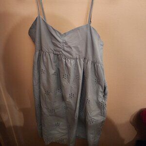 blue summer dress with flower eyelets so cute!! medium